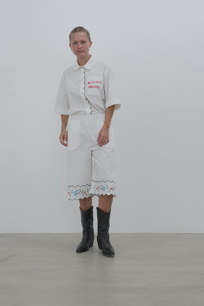 Stella Nova Coloured Embroidered Oversized Shorts Short Pants 010 Off white