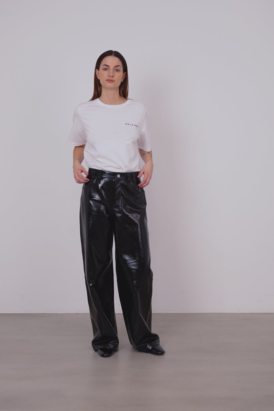 Stella Nova Leather pants with jeans look Leather Pants 869 Brown