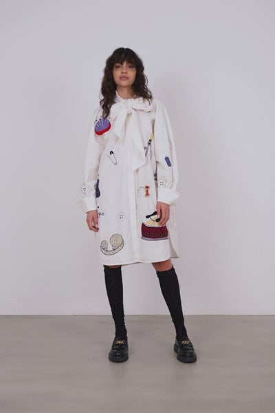 Stella Nova Embroidered shirt dress Shirt Dress 105 Creme/White