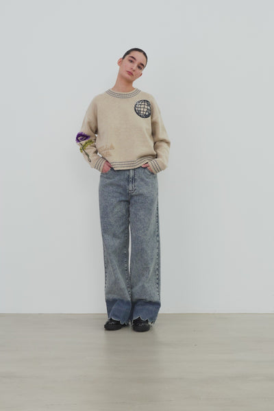 Stella Nova Knitted Sweater with Embroidery Sweater 680 Multi Colour