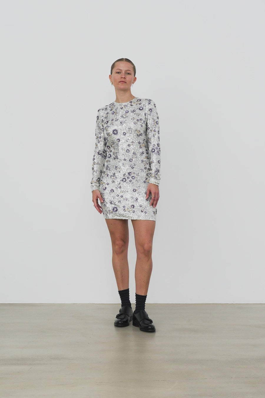 Stella Nova Sequins Flower Dress Dress 914 Pearl Silver