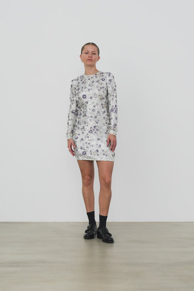 Stella Nova Sequins Flower Dress Dress 914 Pearl Silver