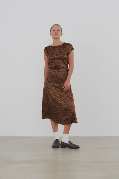 Stella Nova Fitted Midi Animal Printed Dress Dress 081 Leopard