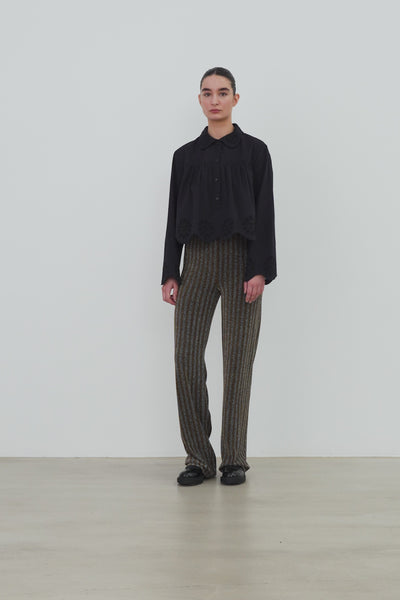 Stella Nova Cropped Blouse with Embroidery Anglaise Blouse 999 Black
