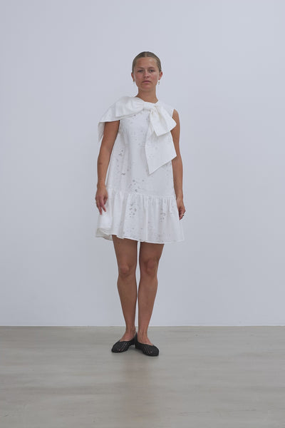 Stella Nova Festive Mini Dress with Bow Dress 001 White
