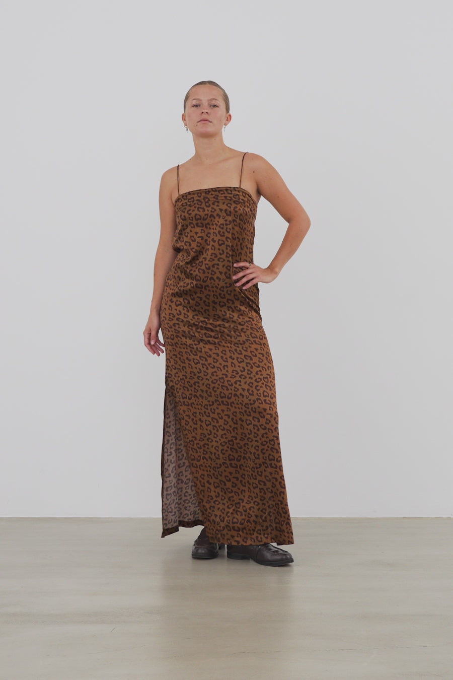 Stella Nova Maxi Animal Printed Silk Dress Dress 081 Leopard
