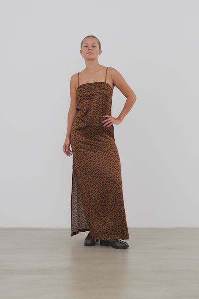 Stella Nova Maxi Animal Printed Silk Dress Dress 081 Leopard