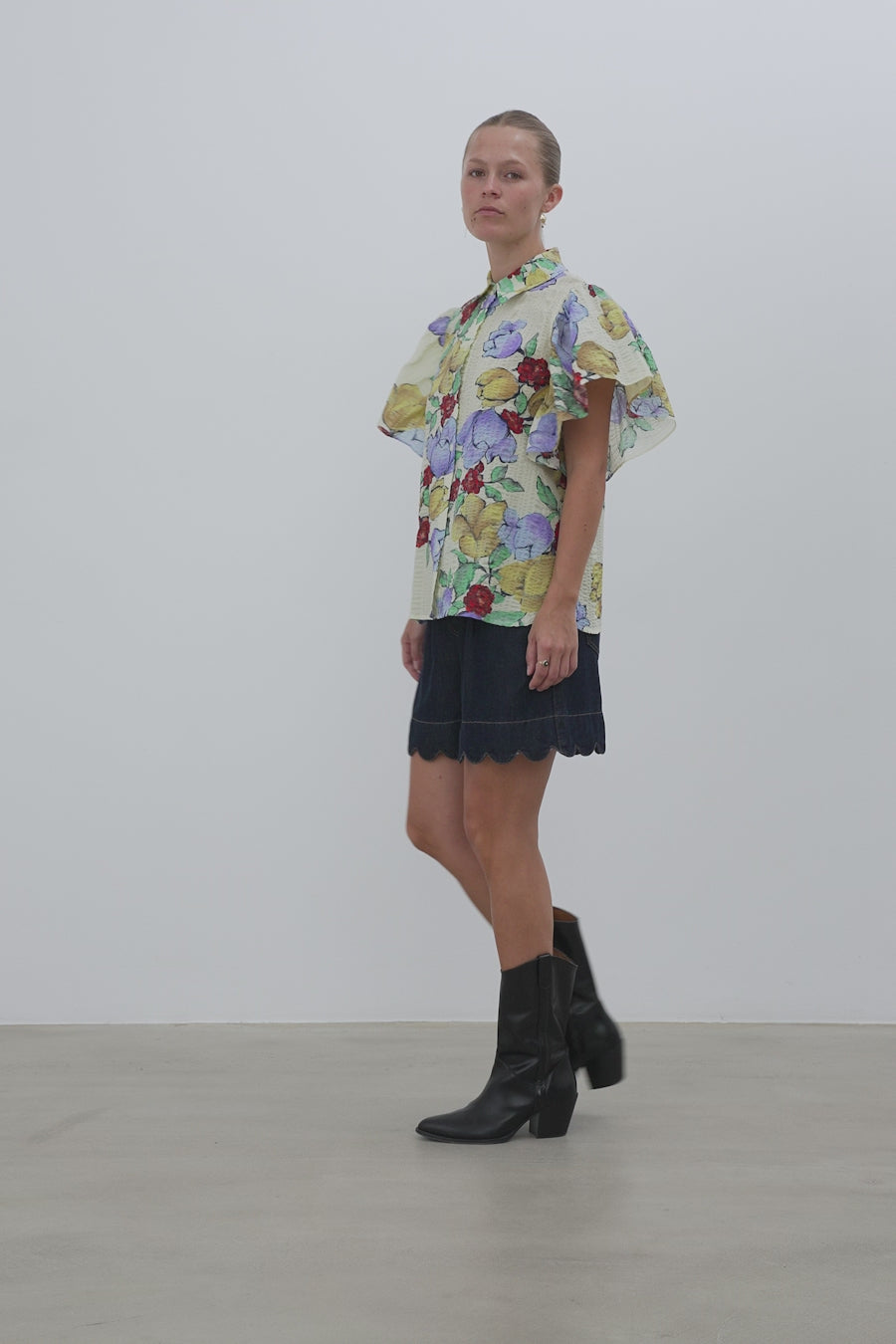 Stella Nova Flowered Cotton Top Shirt 760 Wild Flowers