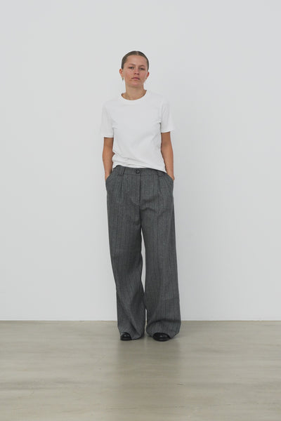 Stella Nova Herringbone Wool Pants Pants 954 Dark Grey Mélange