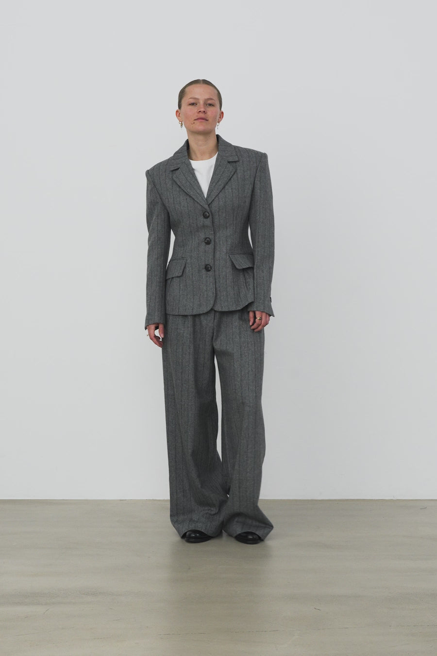 Stella Nova Herringbone Wool Blazer Blazer 954 Dark Grey Mélange