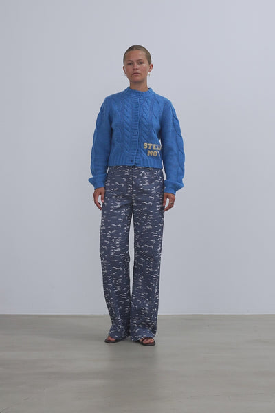 Stella Nova Cropped Cable Cardigan in Wool Mix Cardigan 300 Blue Sea