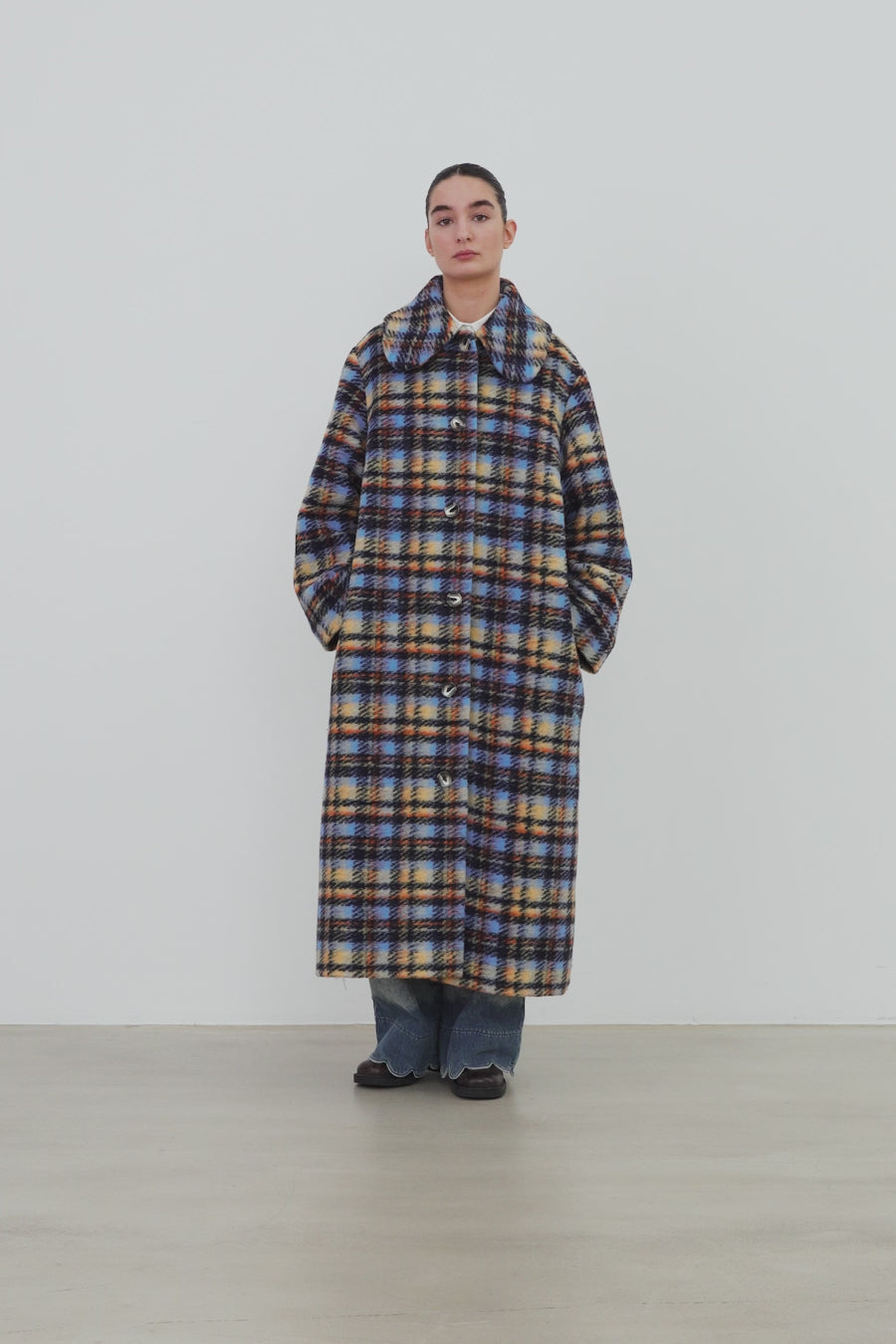 Stella Nova Long Wool Checked Coat Coat 430 Multi Checks